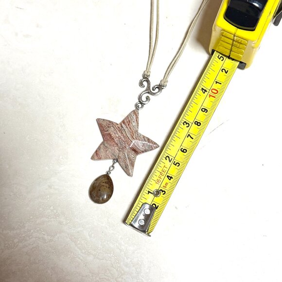 2/$20, Earthy Crazy Lace Agate Star Necklace, Genuine Gemstone Cord Necklace - Picture 10 of 14